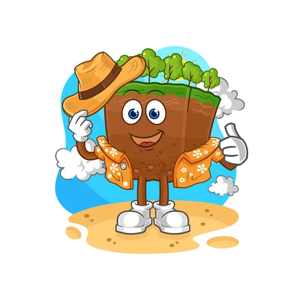 the soil layers go on vacation. cartoon mascot vecto