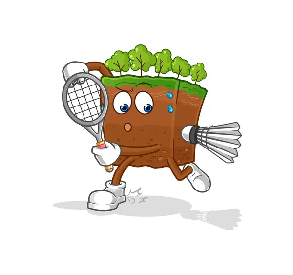 Soil Layers Playing Badminton Illustration Character Vecto — Vector de stock