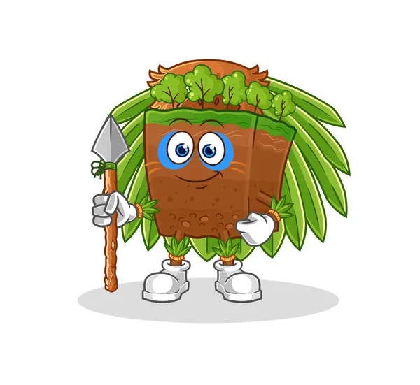 the soil layers tribal man mascot. cartoon vecto