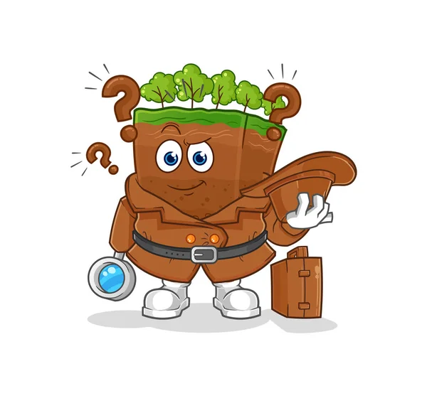 Soil Layers Detective Vector Cartoon Characte — Vector de stoc