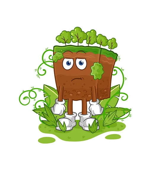 the soil layers waiting too long mascot. cartoon vecto