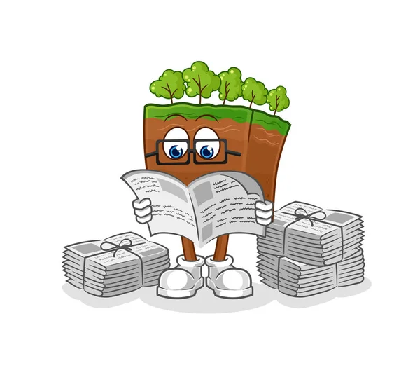 the soil layers read newspaper cartoon. character vecto