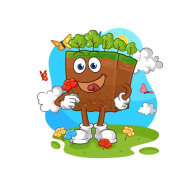 the soil layers pick flowers in spring. character vecto