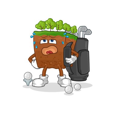 the soil layers with golf equipment. cartoon mascot vecto