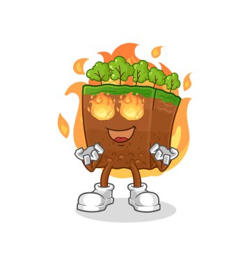 the soil layers on fire mascot. cartoon vecto