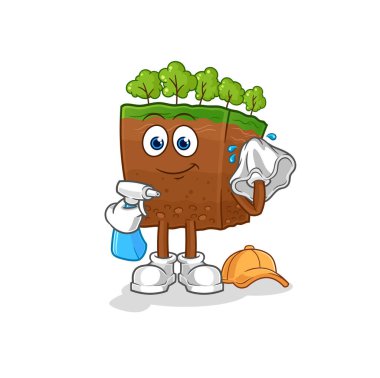 the soil layers cleaner vector. cartoon characte