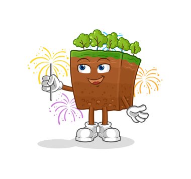 the soil layers with fireworks mascot. cartoon vecto