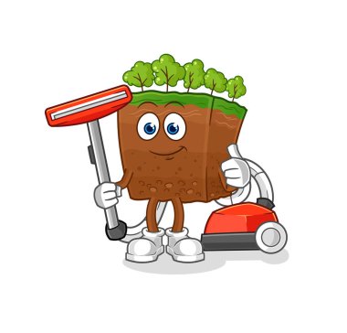 the soil layers clean with a vacuum . character vecto