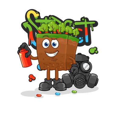 the soil layers graffiti artist vector. cartoon characte