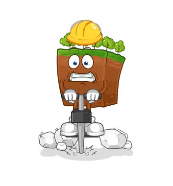 the soil layers drill the ground cartoon character vecto