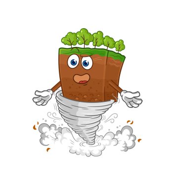 the soil layers in the tornado cartoon character vecto