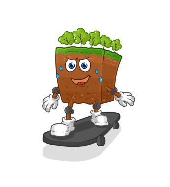 the soil layers riding skateboard cartoon character vecto