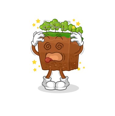 the soil layers dizzy head mascot. cartoon vecto