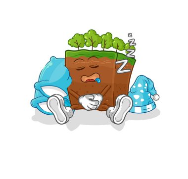 the soil layers sleeping character. cartoon mascot vecto