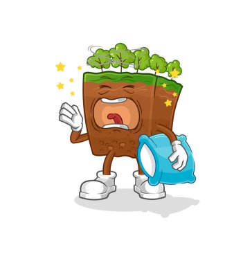 the soil layers yawn character. cartoon mascot vecto