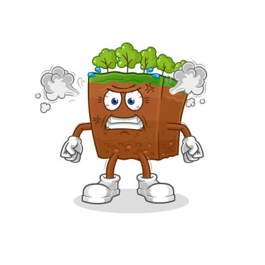 the soil layers very angry mascot. cartoon vecto