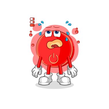 the power button low battery mascot. cartoon vecto