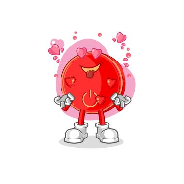 the power button fallin love vector. cartoon characte