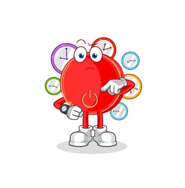 the power button with wristwatch cartoon. cartoon mascot vecto