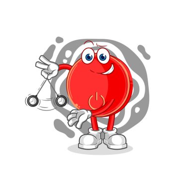 the power button hypnotizing cartoon. cartoon mascot vecto