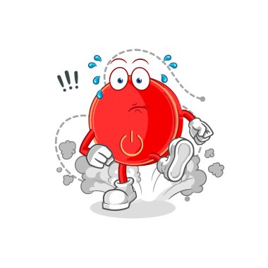 the power button running illustration. character vecto