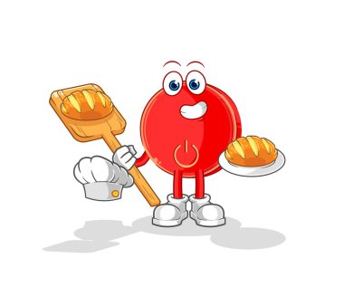 the power button baker with bread. cartoon mascot vecto