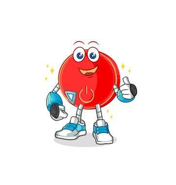the power button robot character. cartoon mascot vecto