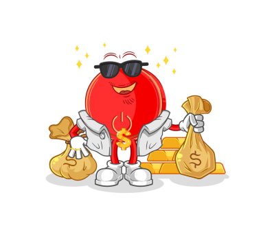 the power button rich character. cartoon mascot vecto