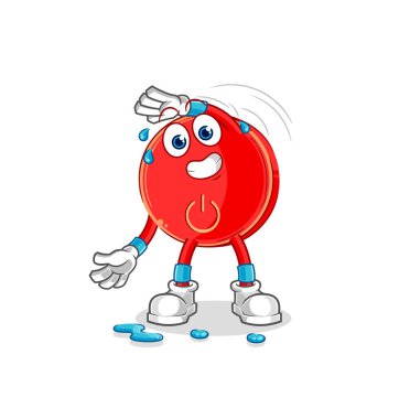 the power button stretching character. cartoon mascot vecto