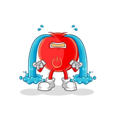 the power button crying illustration. character vecto