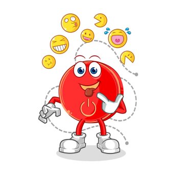 the power button laugh and mock character. cartoon mascot vecto