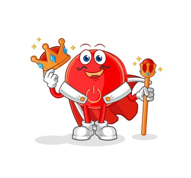 the power button king vector. cartoon characte