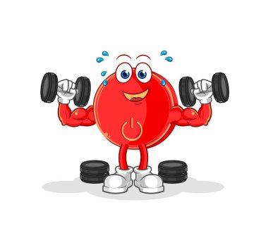 the power button weight training illustration. character vecto