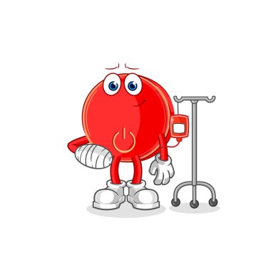 the power button sick in IV illustration. character vecto