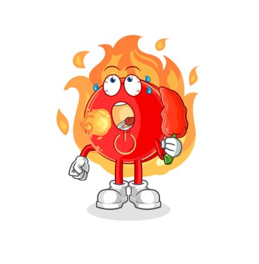the power button eat hot chilie mascot. cartoon vecto
