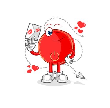 the power button hold love letter illustration. character vecto