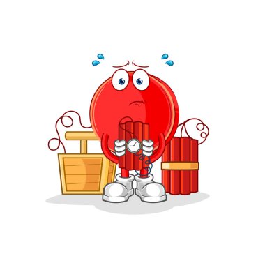 the power button holding dynamite character. cartoon mascot vecto