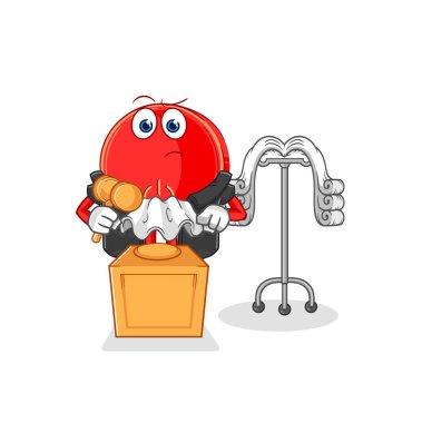 the power button judge holds gavel. character vecto