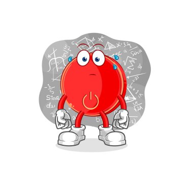 the power button thinking hard vector. cartoon characte