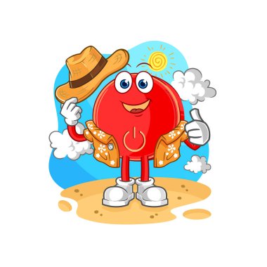 the power button go on vacation. cartoon mascot vecto