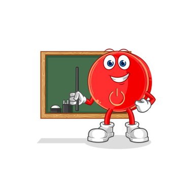 the power button teacher vector. cartoon characte