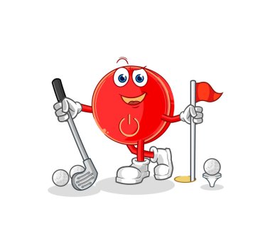 the power button playing golf vector. cartoon characte