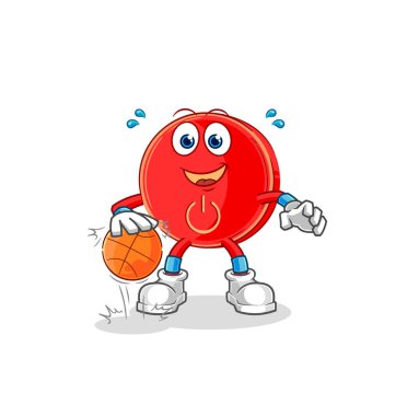 the power button dribble basketball character. cartoon mascot vecto