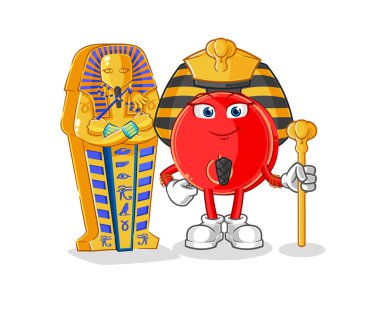 the power button ancient egypt cartoon. cartoon mascot vecto