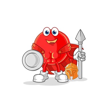 the power button spartan character. cartoon mascot vecto