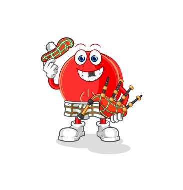 the power button scottish with bagpipes vector. cartoon characte