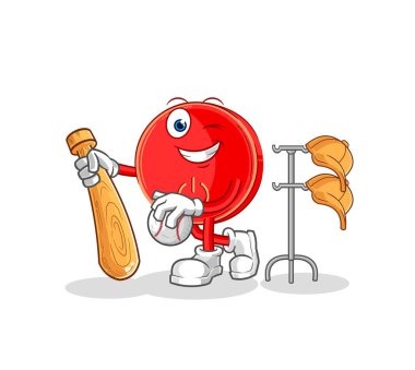 the power button playing baseball mascot. cartoon vecto