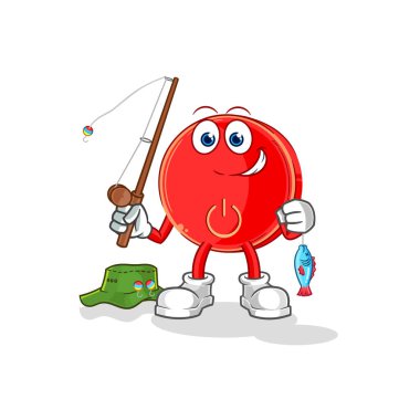 the power button fisherman illustration. character vecto