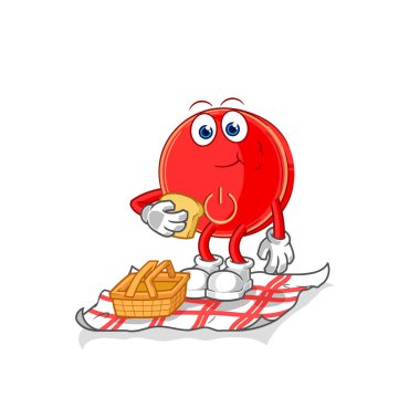the power button on a picnic cartoon. cartoon mascot vecto