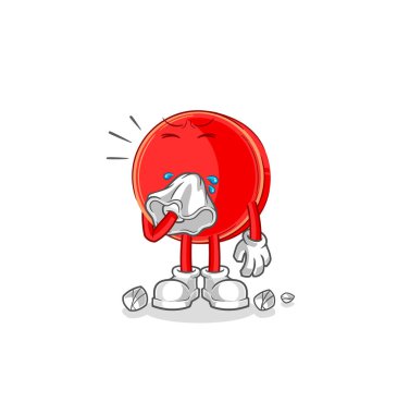 the power button blowing nose character. cartoon mascot vecto